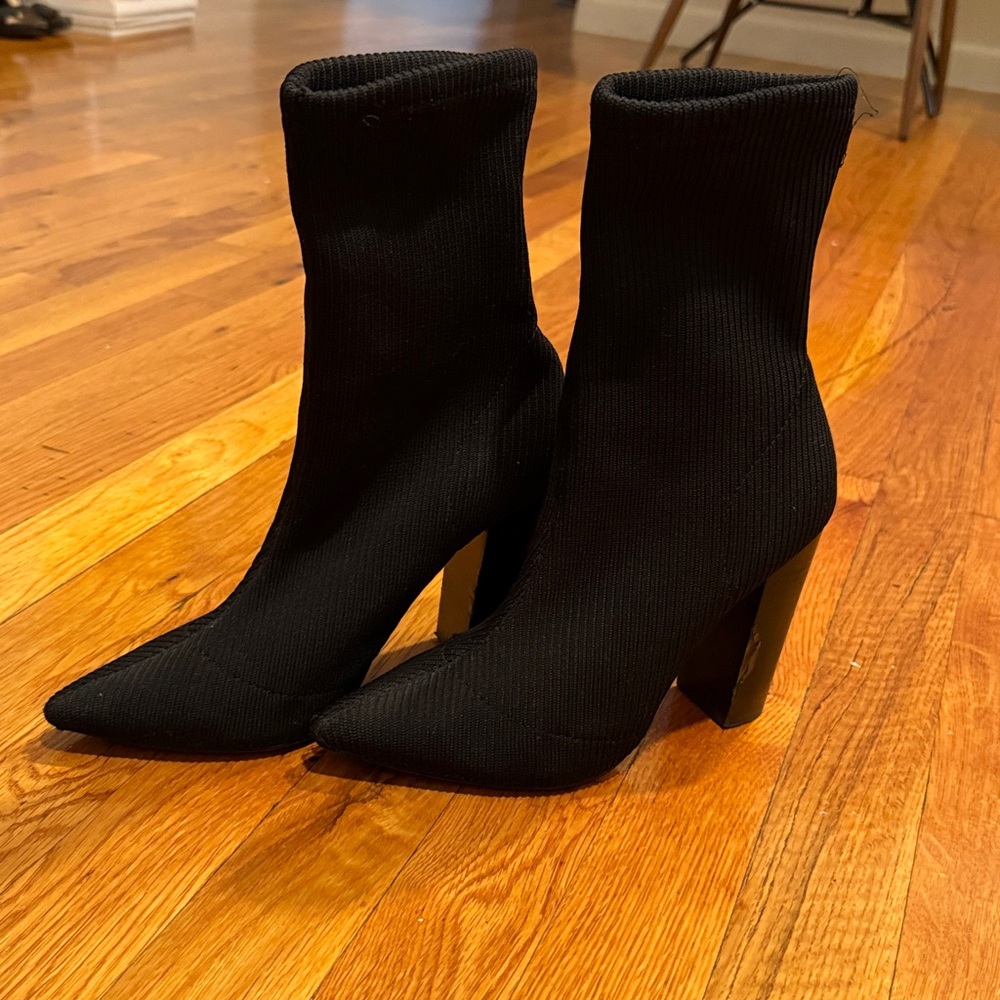 Steve Madden Black Ribbed Sock Boots